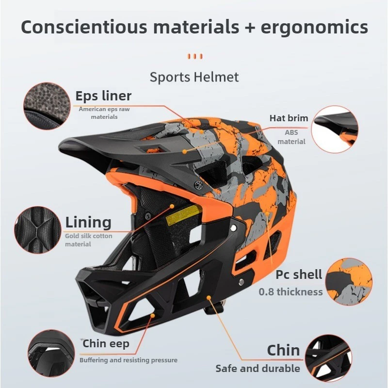 새로운 성인용 풀페이스 산악 자전거 헬멧 위장 오프로드 - Mountain Biking Full Face Helmet 리뷰 및 가격